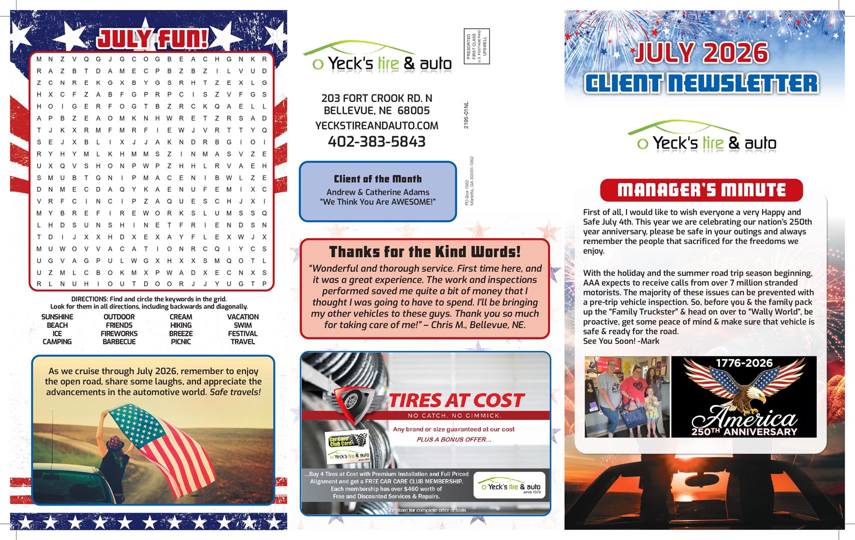 Monthly Newsletter Page 2 | Yeck's Tire & Auto